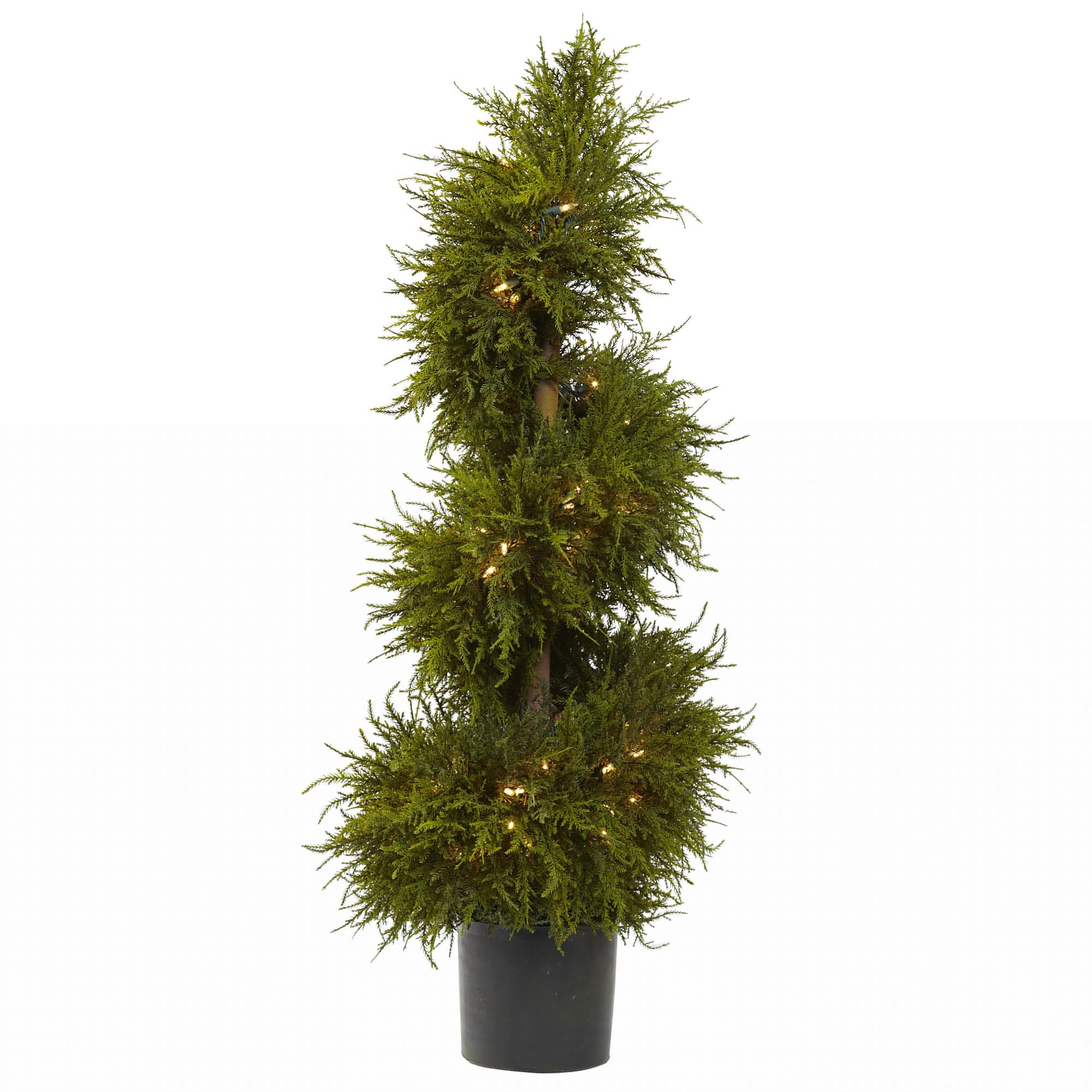 43 Inch Artificial Cedar Spiral Topiary With Lights