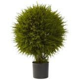 32 inch Artificial Cedar Ball Topiary - Limited UV