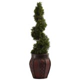 31 inch Silk Cedar Spiral in Decorative Planter