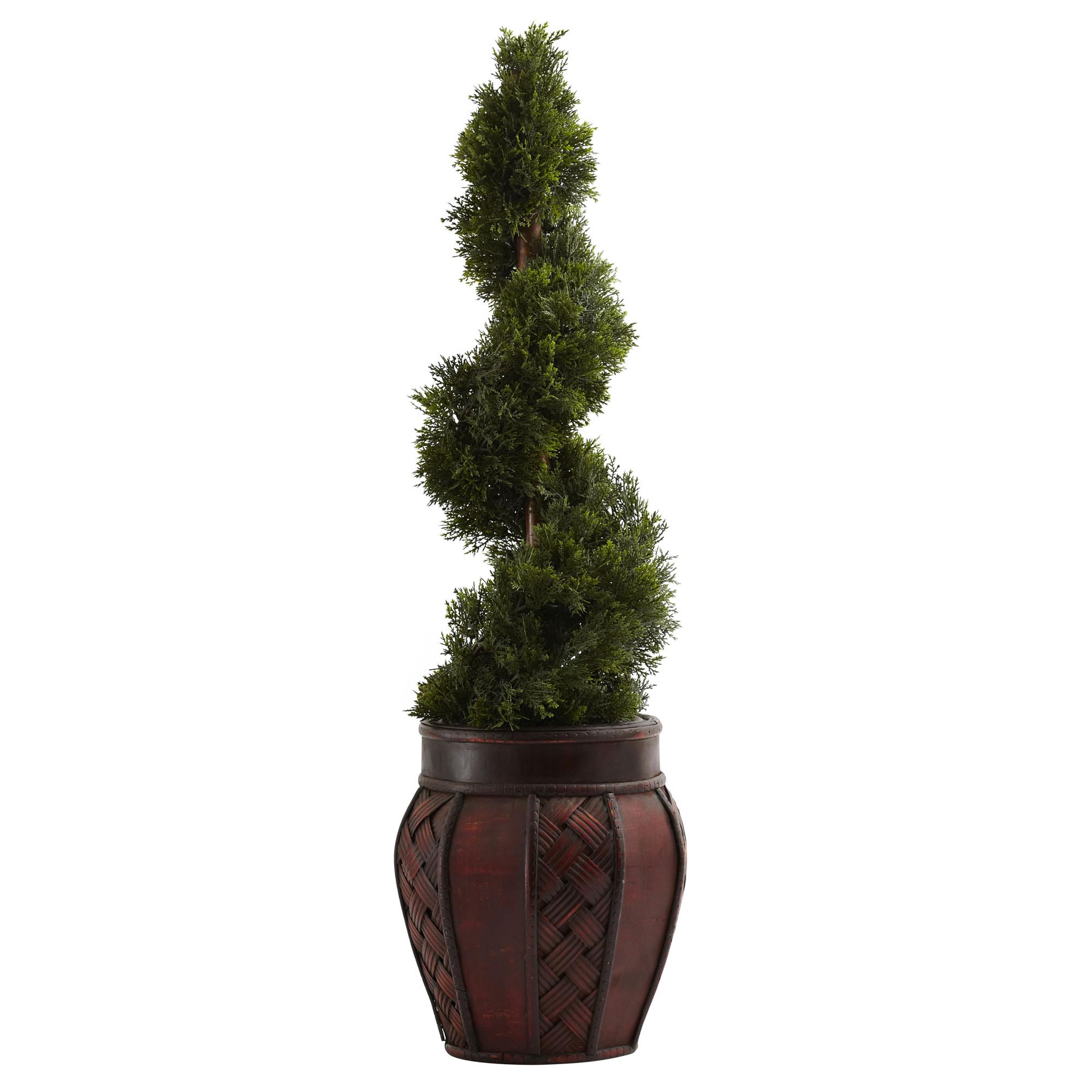 31 Inch Silk Cedar Spiral In Decorative Planter