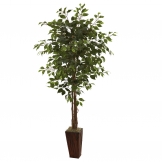 6 foot Artificial Ficus Tree in Bamboo Planter