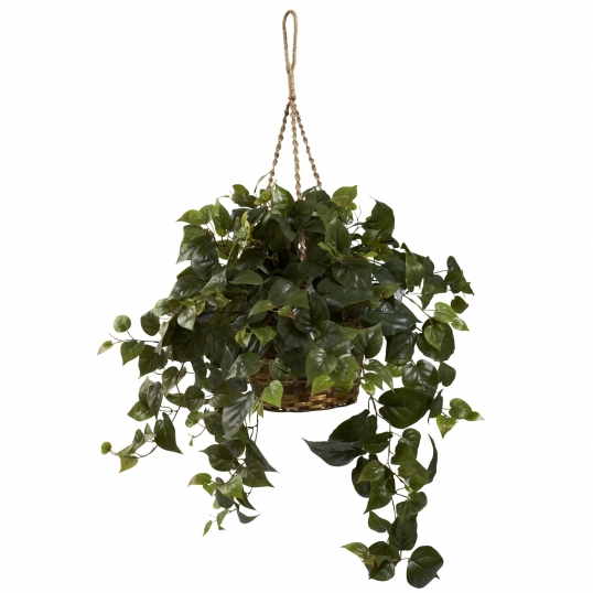 30 inch Wide Artificial Philodendron Hanging Basket
