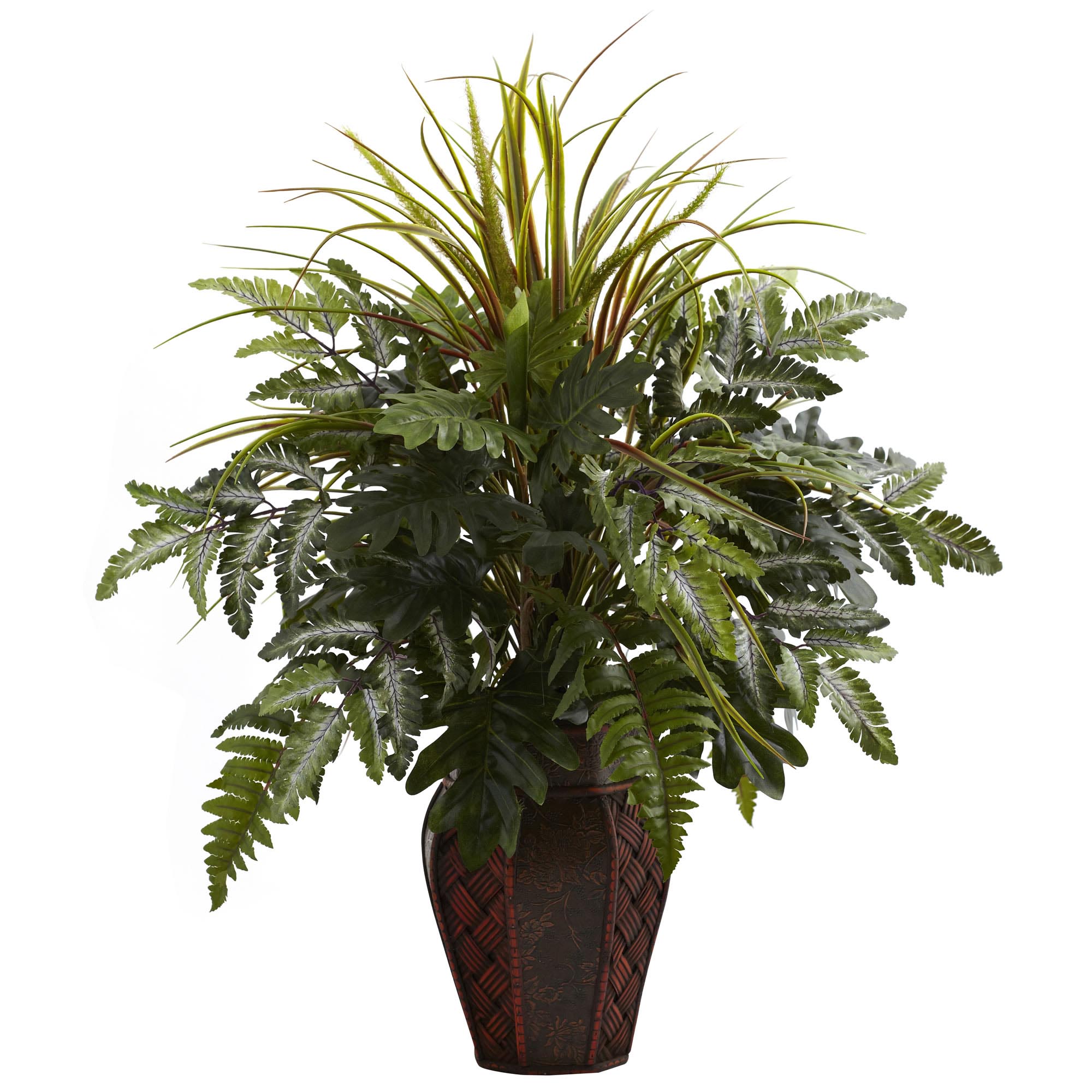 29 Inch Artificial Mixed Grass & Fern In Decorative Planter