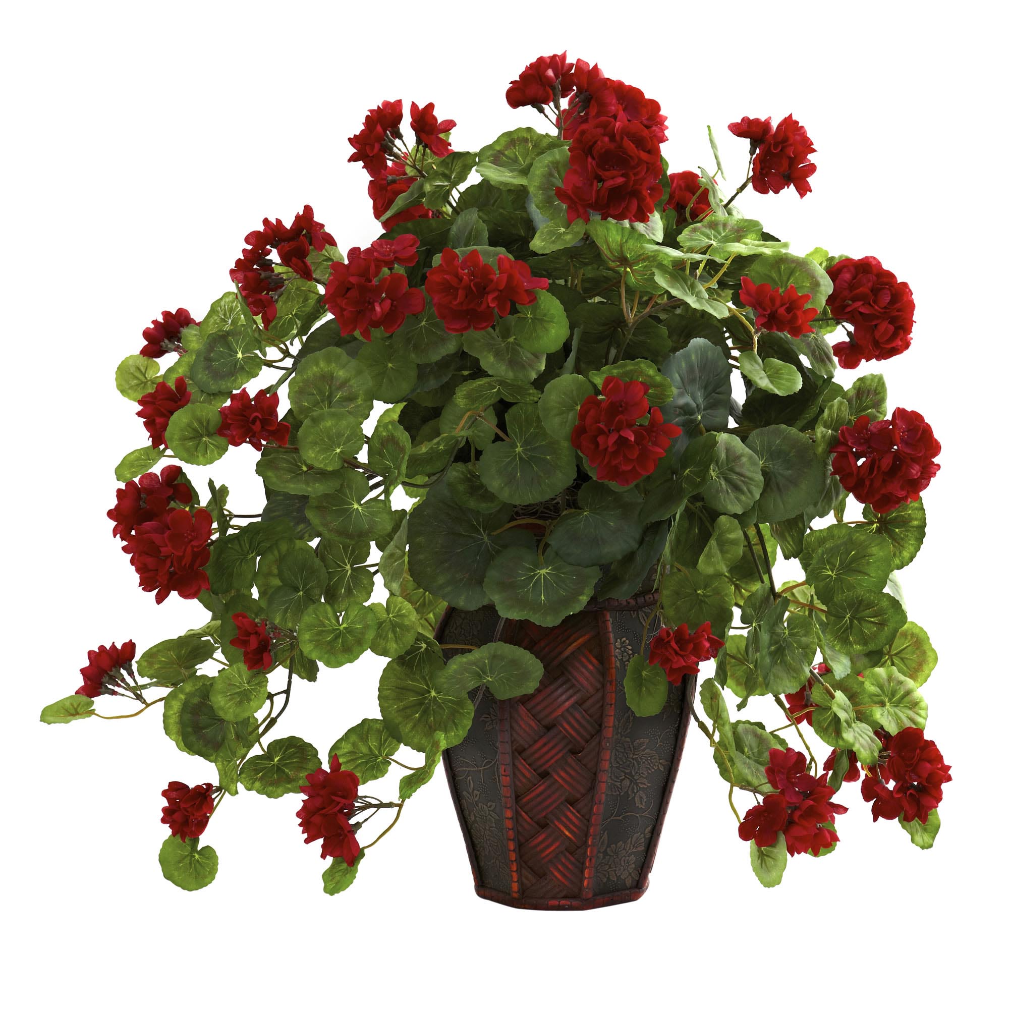 22 Inch Artificial Geranium In Decorative Planter