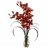 28 inch Silk Cymbidium Orchid Arrangement in Vase