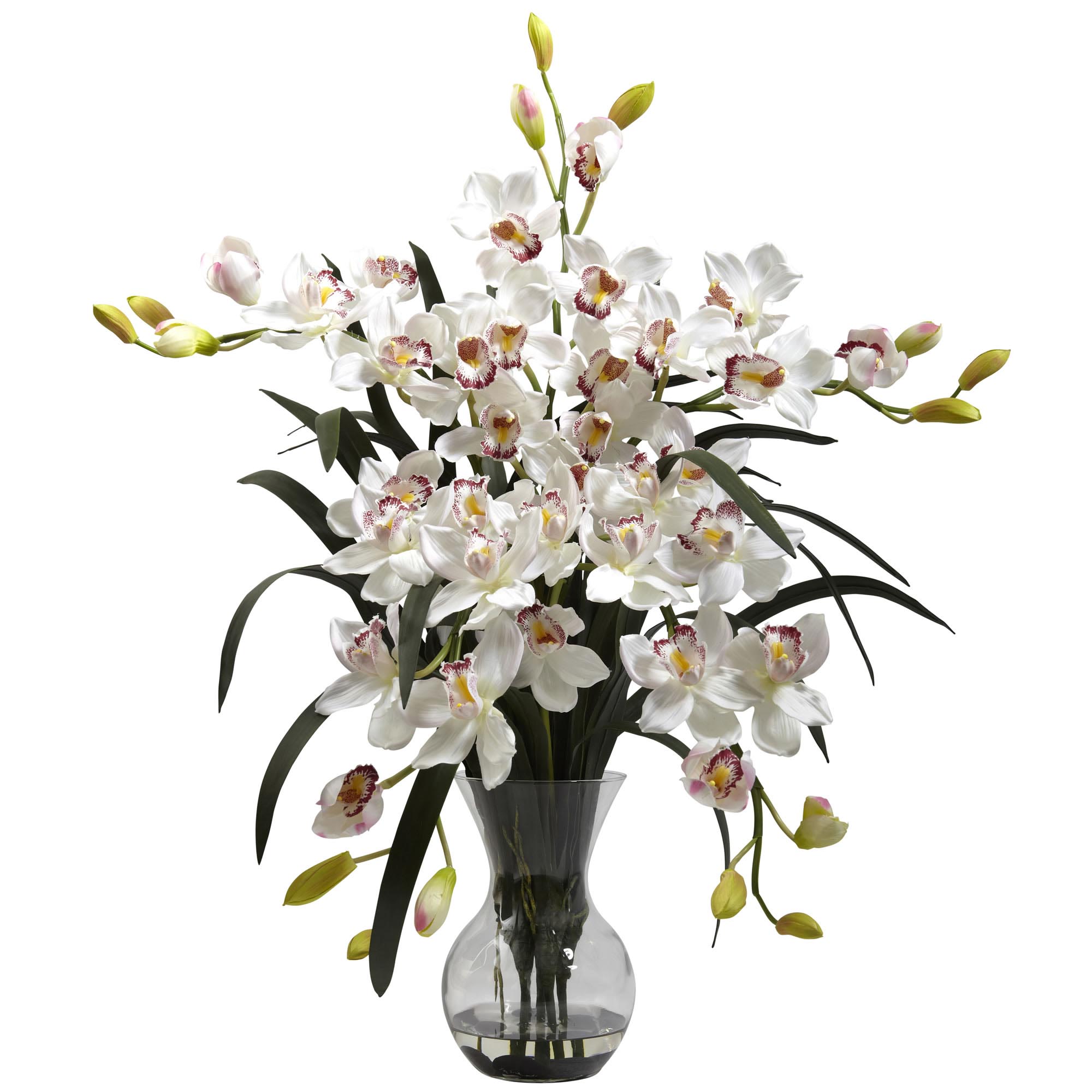 34 Inch Silk Large Cymbidium Arrangement In Vase: Multiple Colors