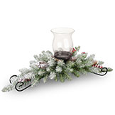 30 inch Dunhill Fir Snowy Centerpiece: Candle Holder, Cones & Berries