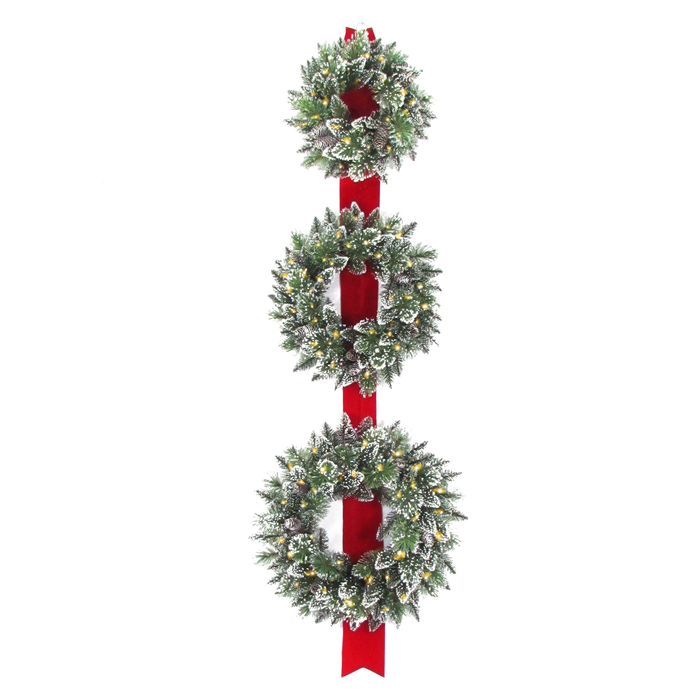 Triple Wreath Door Decor Clear Twinkle LEDs GB1300LT18WB