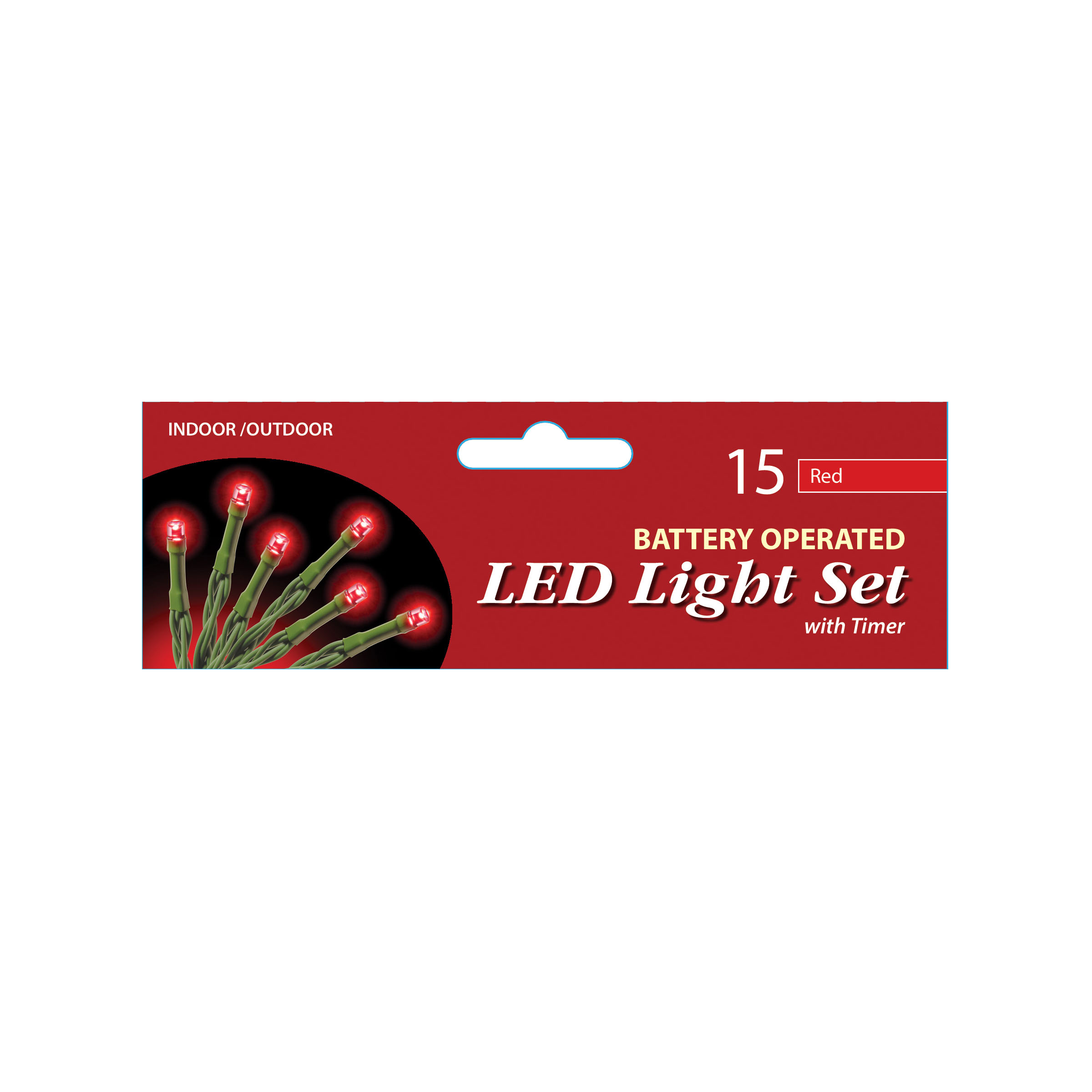 15 Bulb Battery Operated Led Lights Set: Red