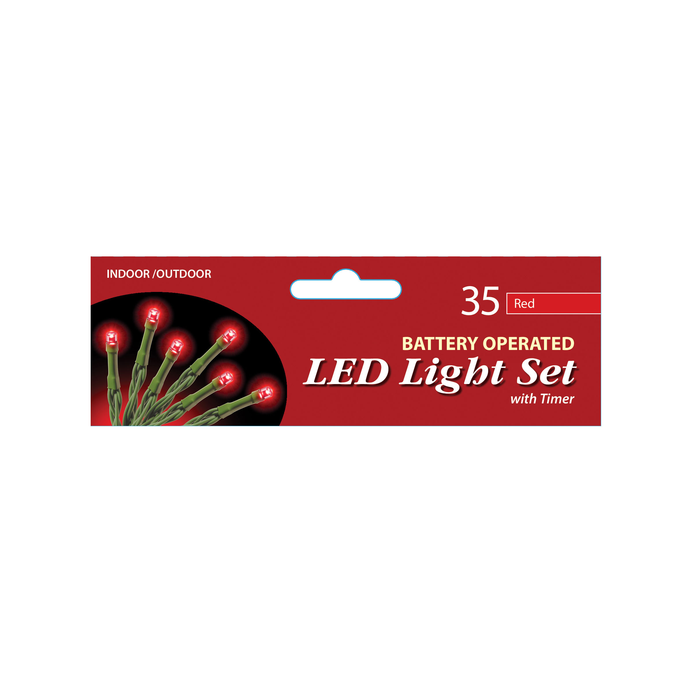 35 Bulb Battery Operated Led Lights Set: Red