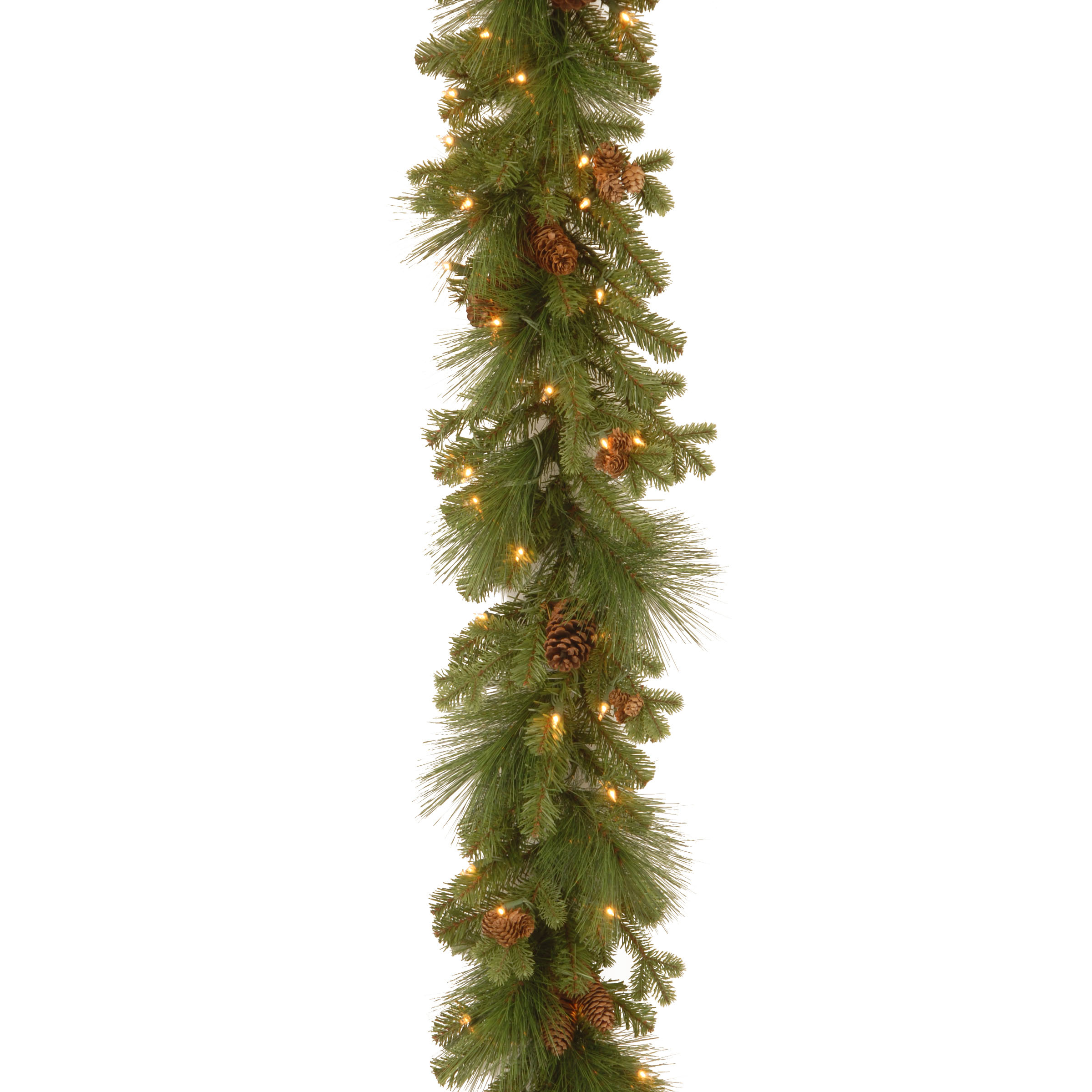 9 Foot X 12 Inch Pe/pvc Eastwood Spruce Garland: Mixed Cones & Clear Lights