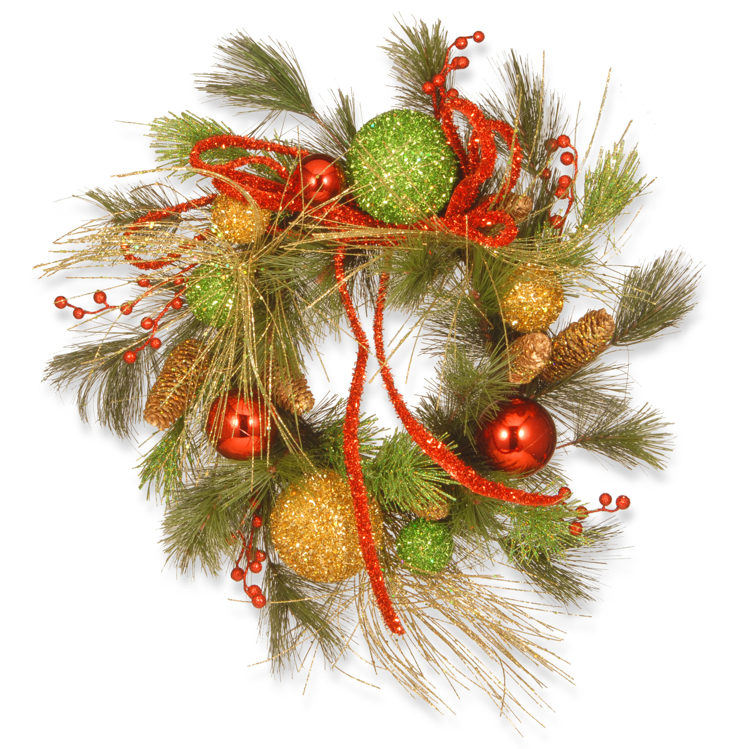 20 Inch Wreath With Ornaments & Cones