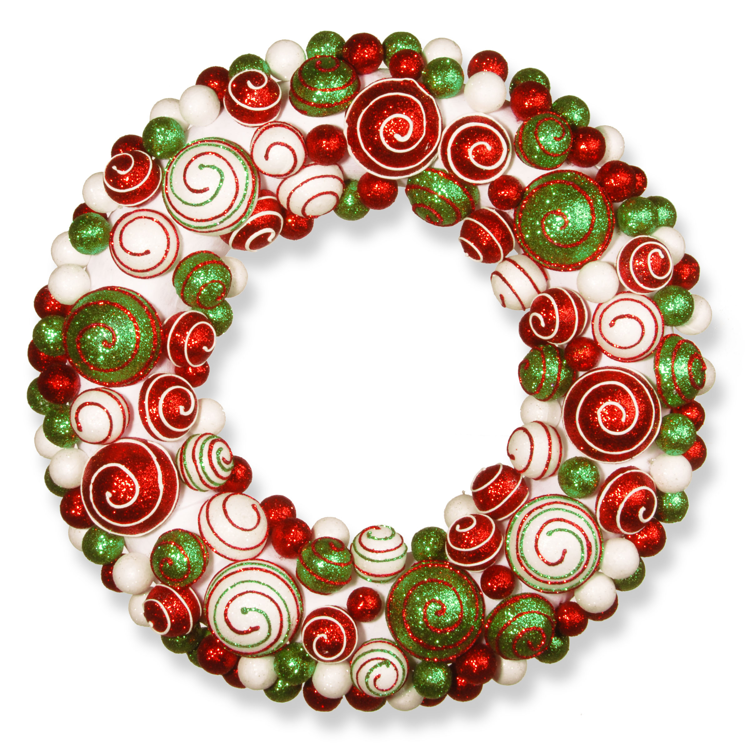 20 Inch Mixed Ornament Wreath: Unlit