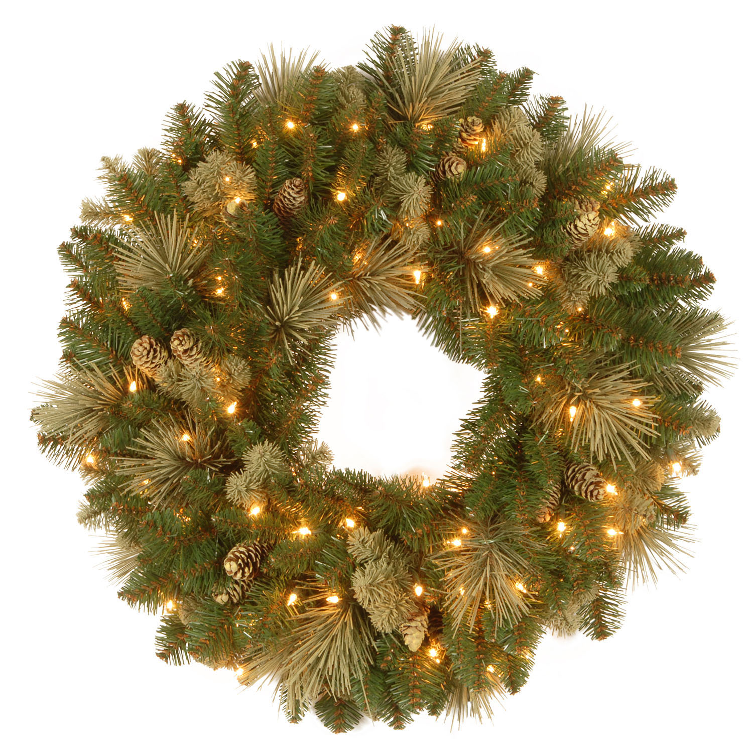 24 Inch Carolina Pine Wreath: Clear Lights