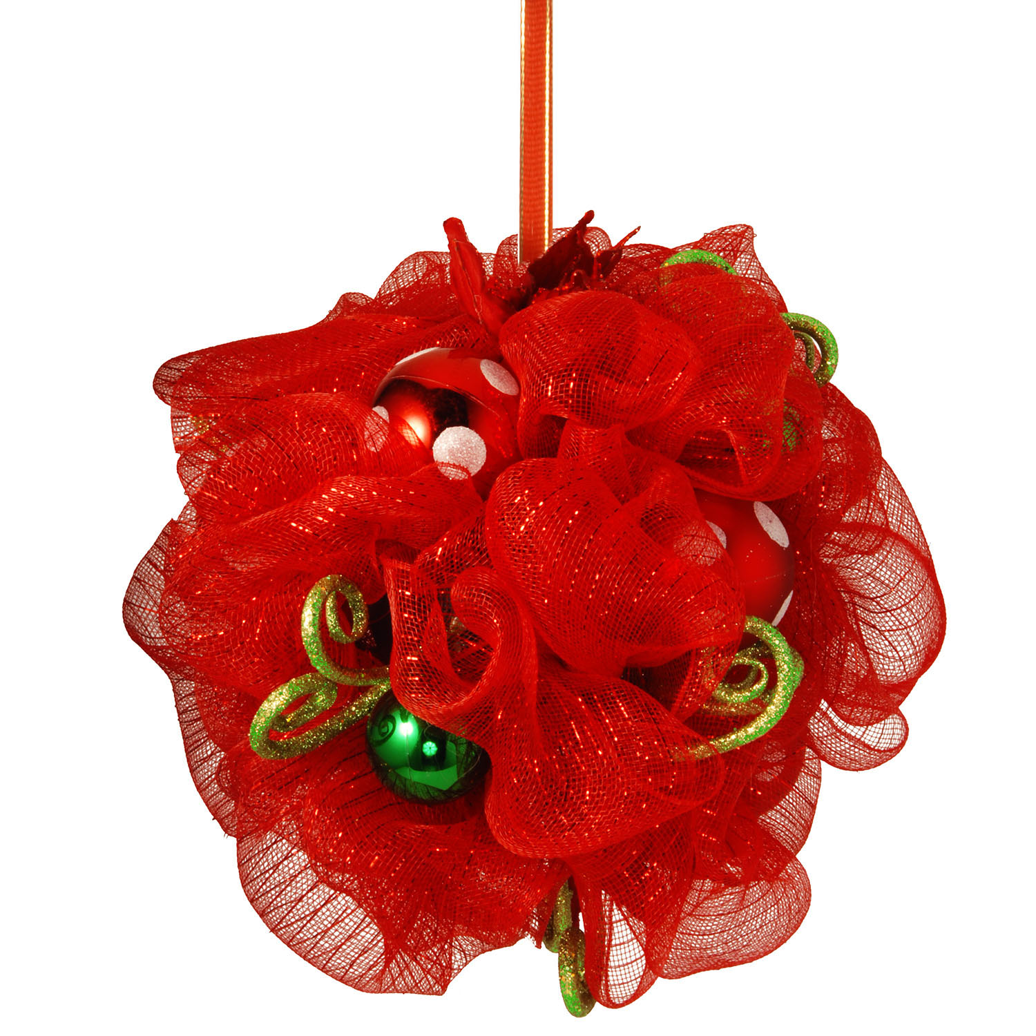 16 Inch Decorative Red Ribbon Kissing Ball