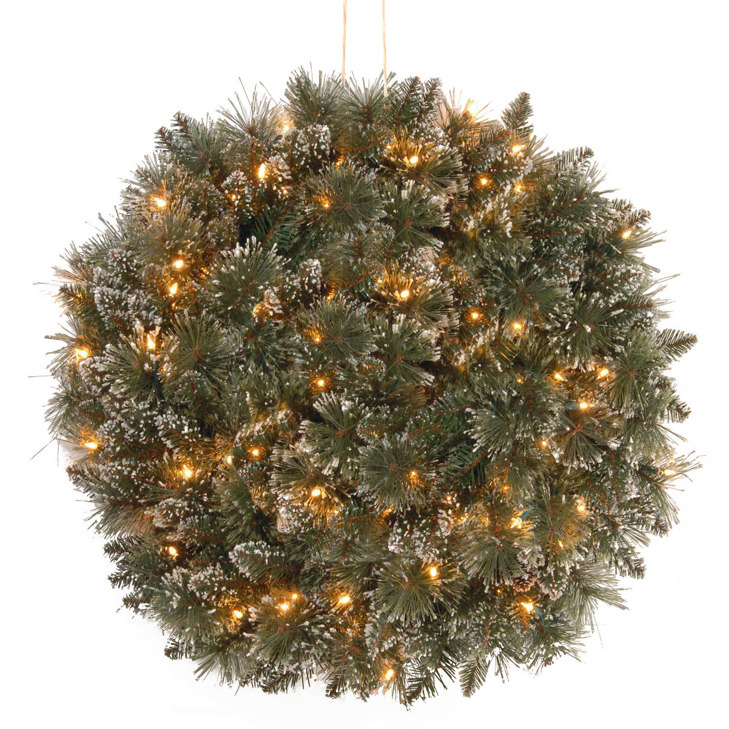 16 Inch Glittery Bristle Kissing Ball: Battery Operated Leds