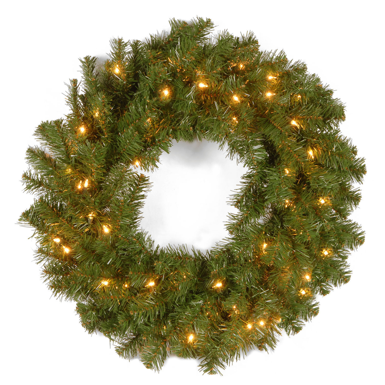 24 Inch Kincaid Spruce Wreath: Clear Lights