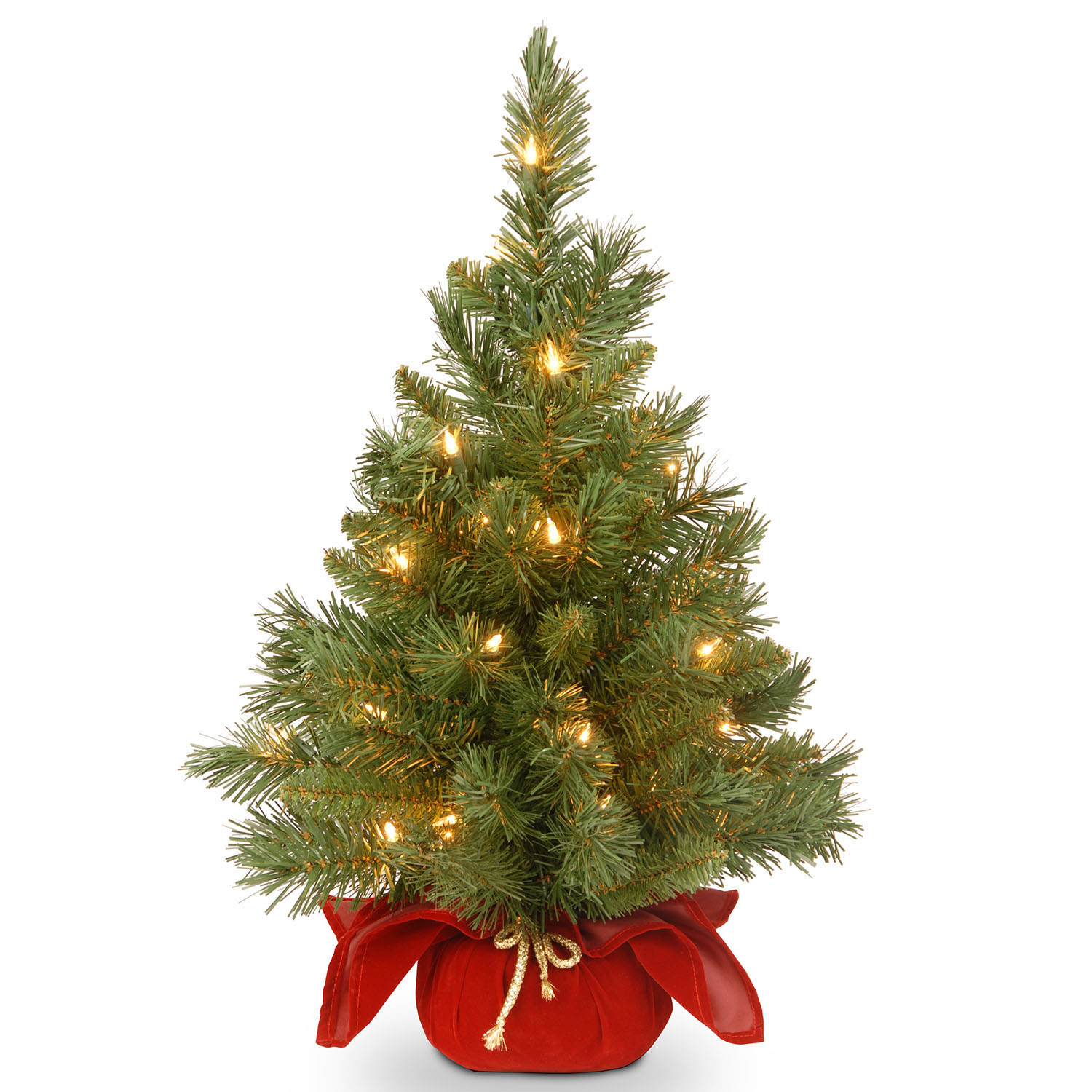 National Tree Company 24 inch Majestic Fir Tree in Burgundy Cloth Bag