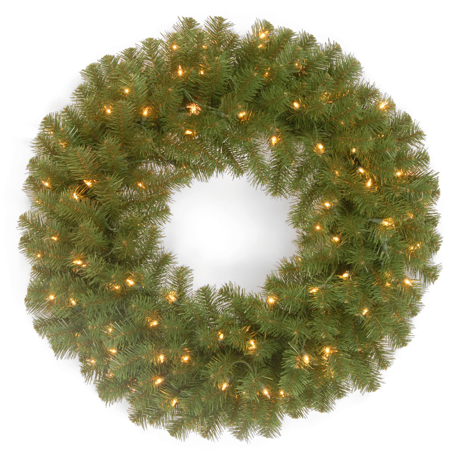24 Inch North Valley Spruce Wreath With 50 Clear Lights