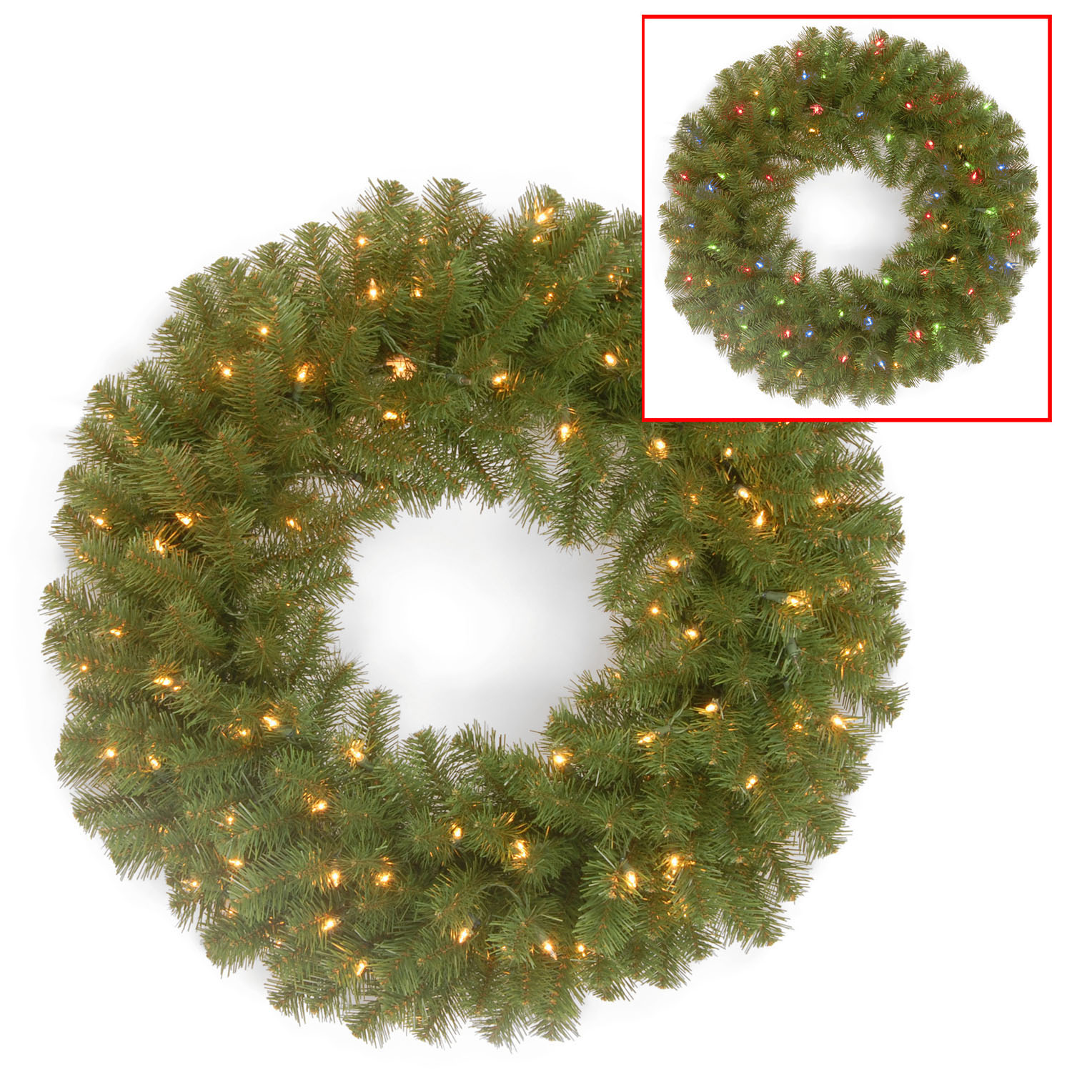 24 Inch North Valley Spruce Wreath: Dual Color Leds