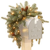 3 foot PE/PVC Frosted Artic Spruce Mailbox Swag: Battery/Timer Operated LEDs