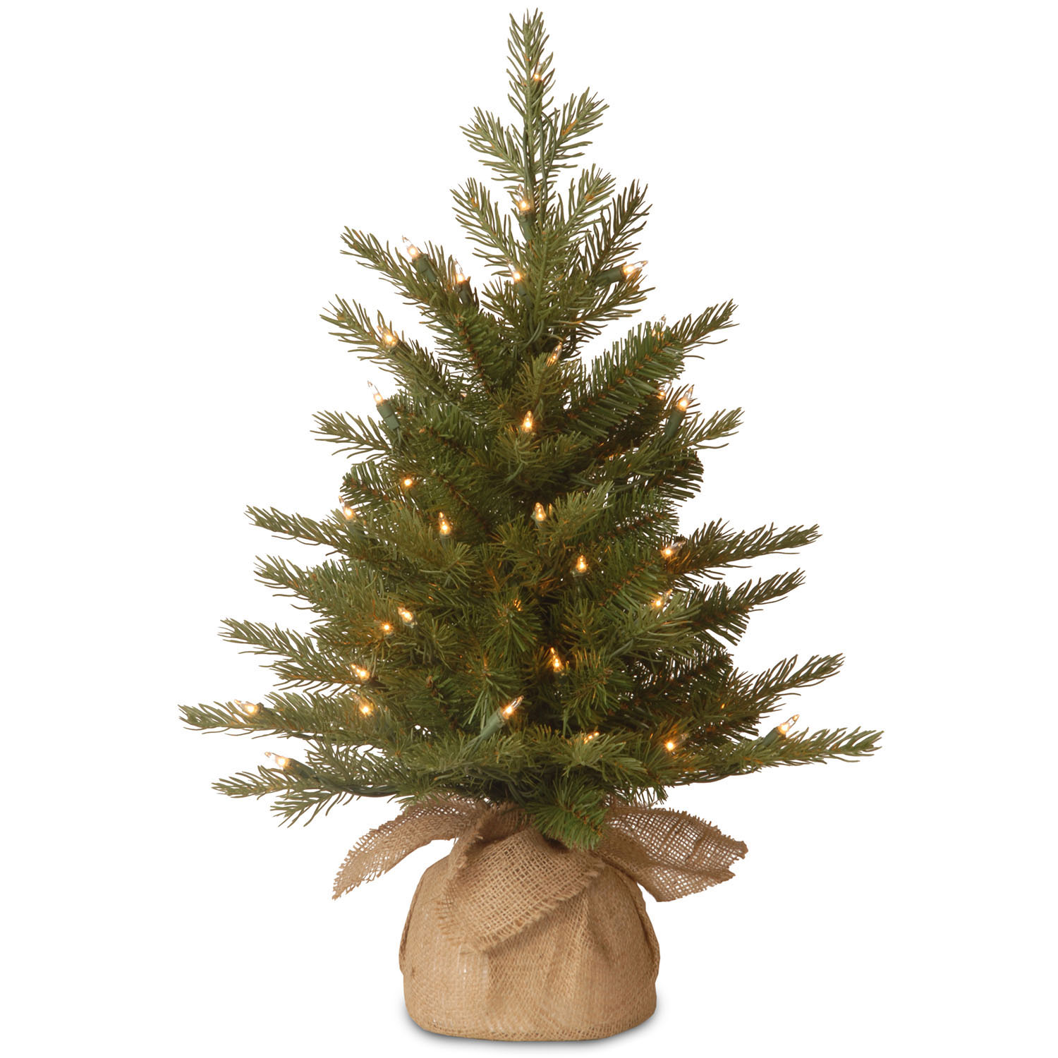 2 Foot Pe/pvc Nordic Spruce Small Tree In Burlap: 50 Clear Lights