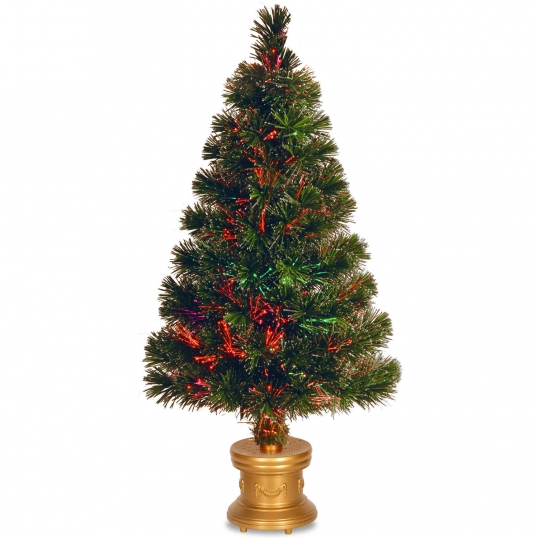 National Tree Company 32 Inch Fiber Optic Evergreen Firework Tree Slim Logo; 32 inch Fiber Optic Evergreen Firework Tree: Top Star/Multi-Colored Color Wheel - National Tree Company 32 Inch Fiber Optic Evergreen Firework Tree