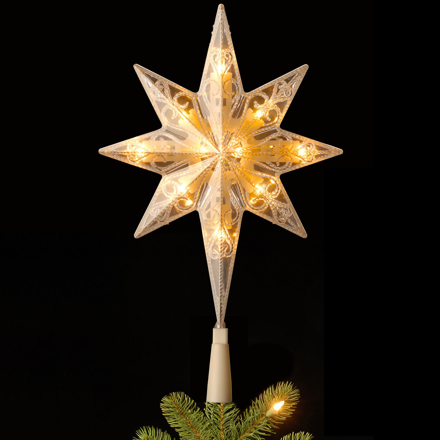 National Tree Company 11 inch Bethlehem Star Tree Topper Clear LEDs