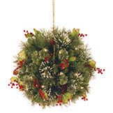 16 inch Wintry Pine Collection Kissing Ball: B/O LEDs