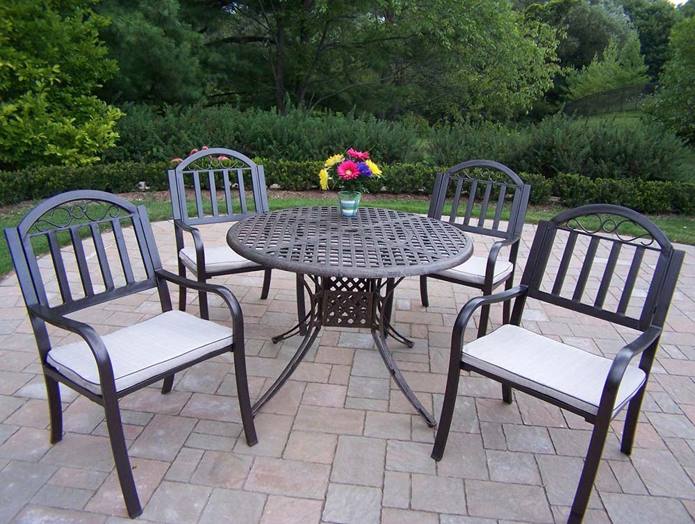 Elite 42 inch Cast Aluminum 5pc Dining Set w/ Cushions