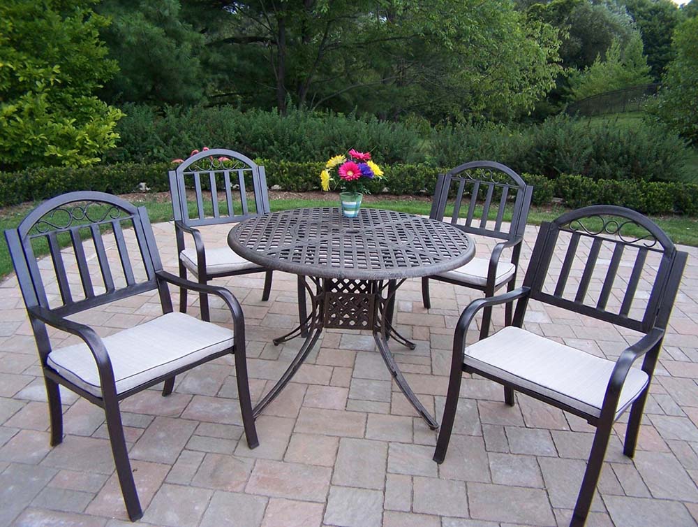 Elite 42 Inch Cast Aluminum 5pc Dining Set W/ Cushions