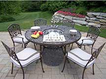 60 inch Round 7pc Dining Set - Ice Bucket & Cushions