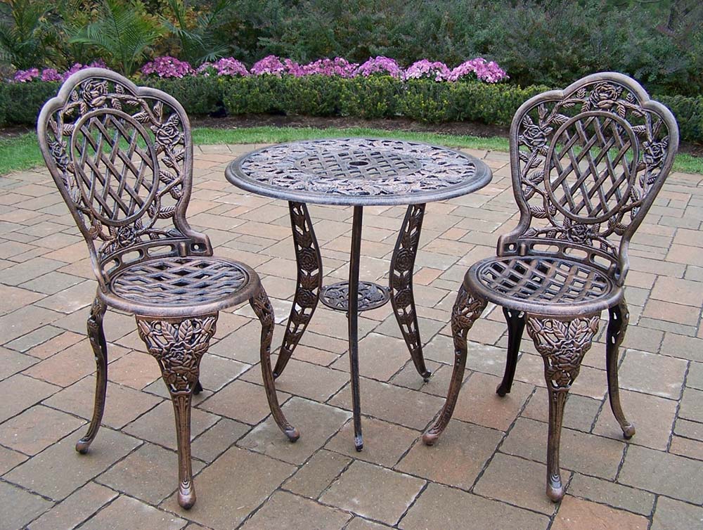 Oakland Living Tea Rose Cast Aluminum 3pc Bistro Set 3005AB