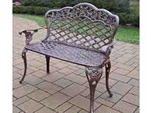 Tea Rose Cast Aluminum Outdoor Garden Love Seat Bench