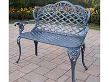 Tea Rose Cast Aluminum Outdoor Garden Love Seat Bench