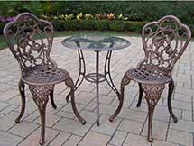 Hummingbird Cast Aluminum 3pc Glass Top Bistro Set