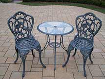 Hummingbird Cast Aluminum 3pc Glass Top Bistro Set