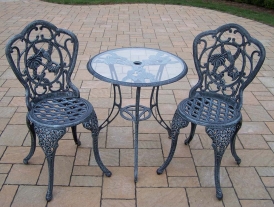 Hummingbird Cast Aluminum 3pc Glass Top Bistro Set