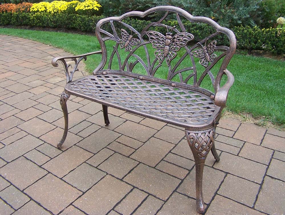 Butterfly Cast Aluminum Loveseat Garden Bench