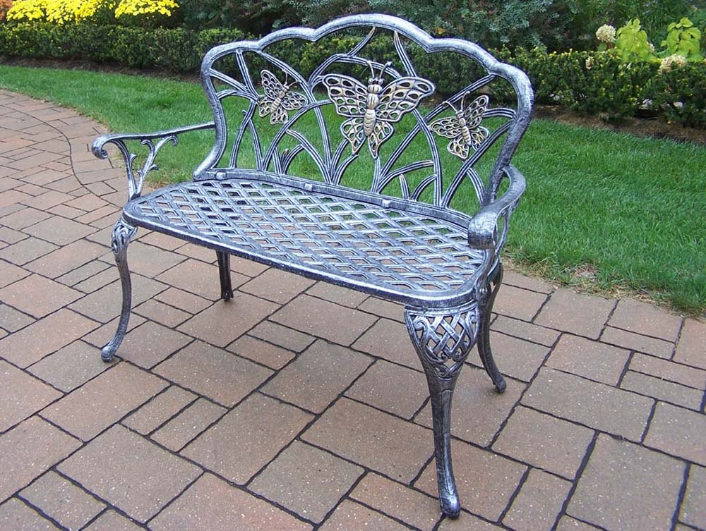 Butterfly Cast Aluminum Loveseat Garden Bench