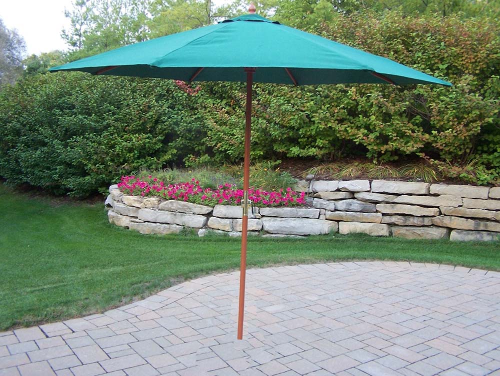 9 Foot Rochester Green Umbrella W/ Pulley (no Stand)