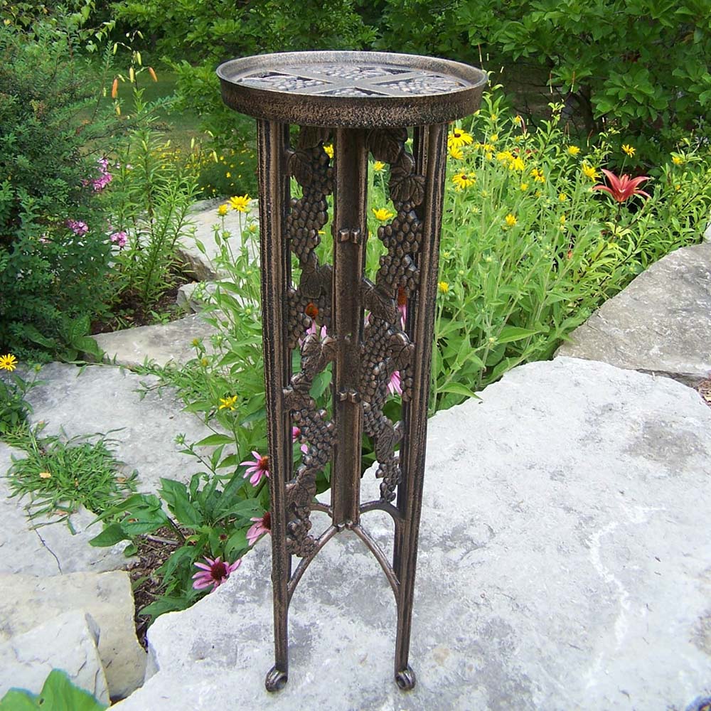 Vineyards Grape Antique Bronze Cast Iron Plant Stand