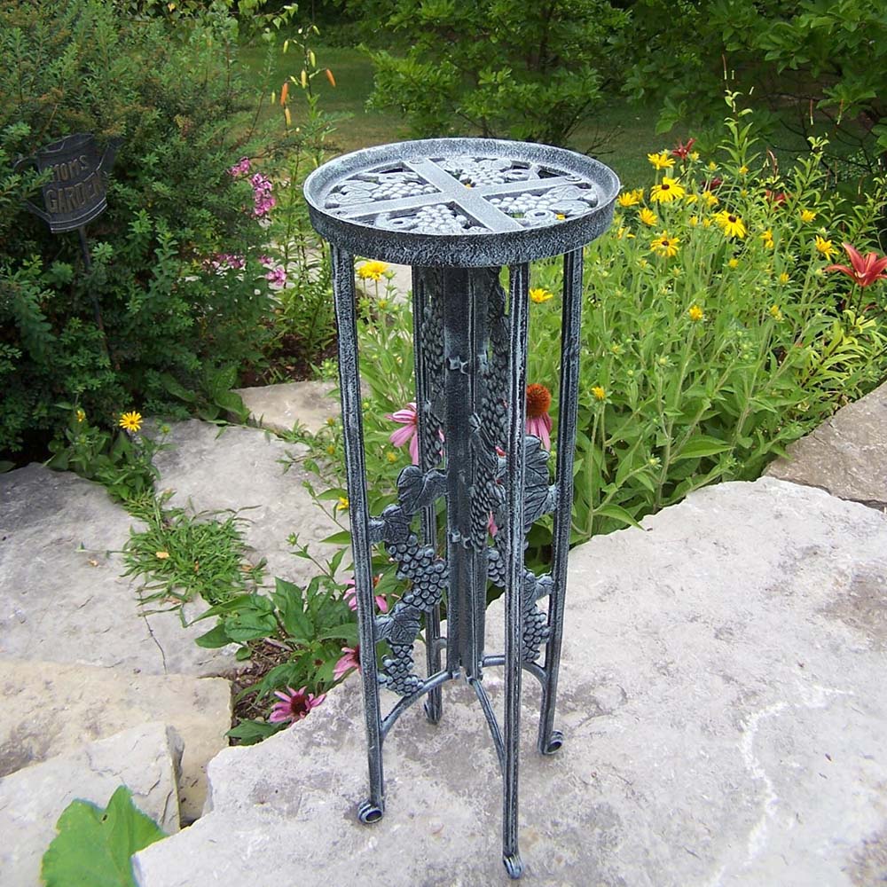 Vineyards Grape Verdi Grey Cast Iron Plant Stand