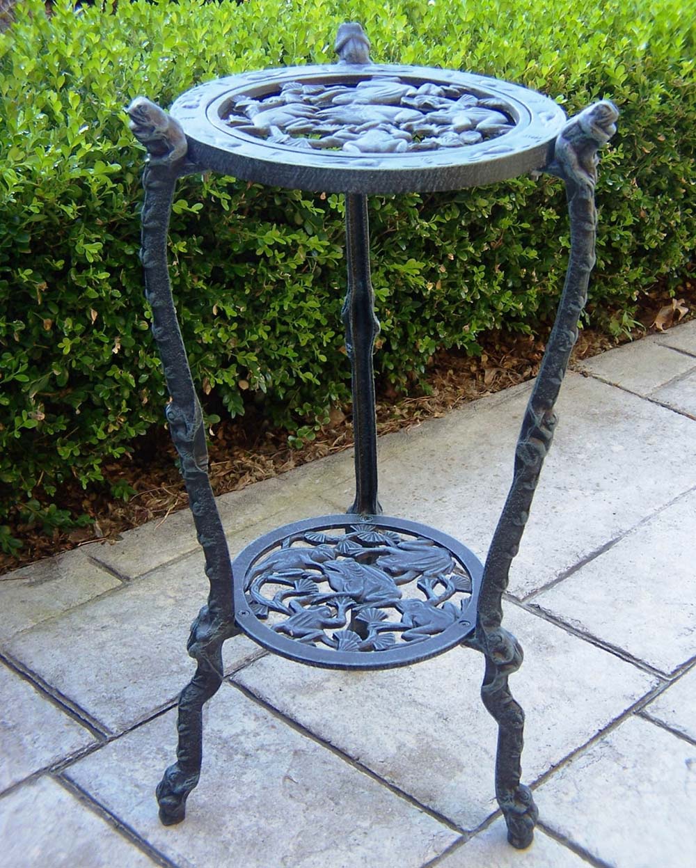 Oakland Living Vineyards 31-in H x 10.75-in W Antique Bronze Outdoor Round Cast  Iron Plant Stand at