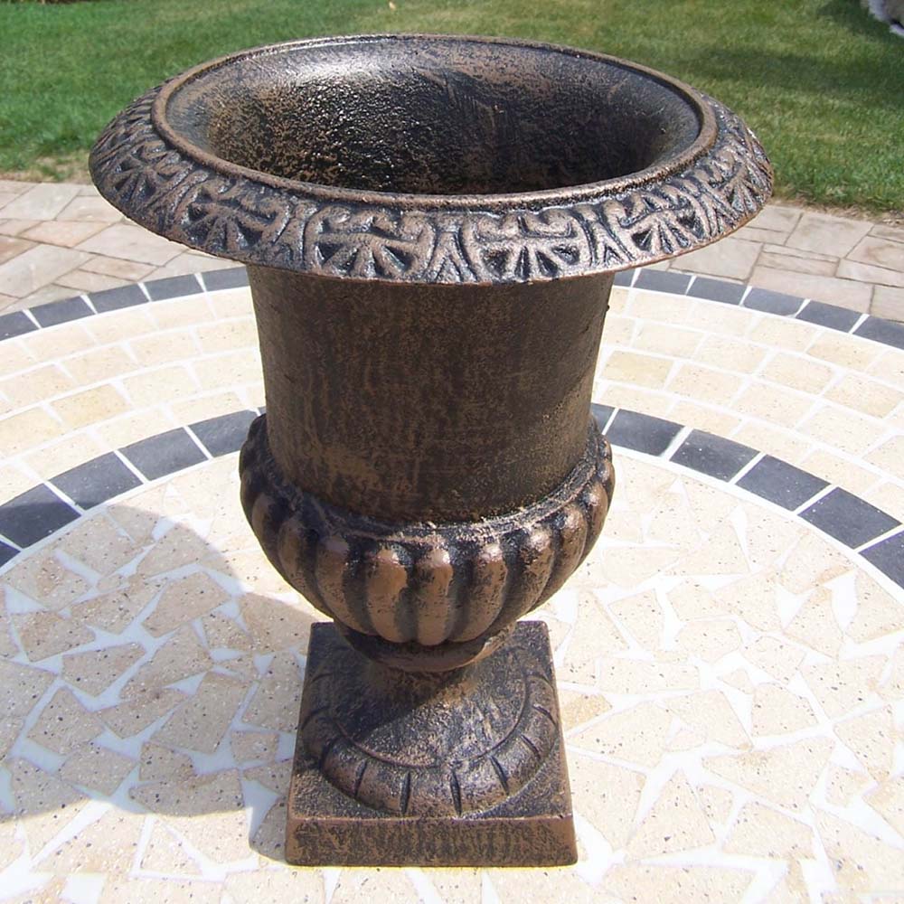 14 inch Cast Iron Outdoor Roman Urn
