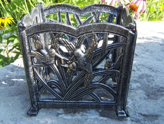 Hummingbird Cast Aluminum 8 inch Square Flower Pot