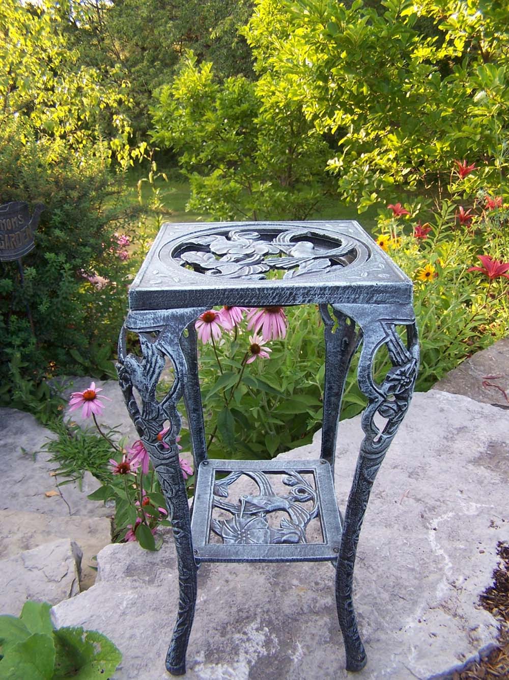 Cast Iron Hummingbird Table Plant Stand