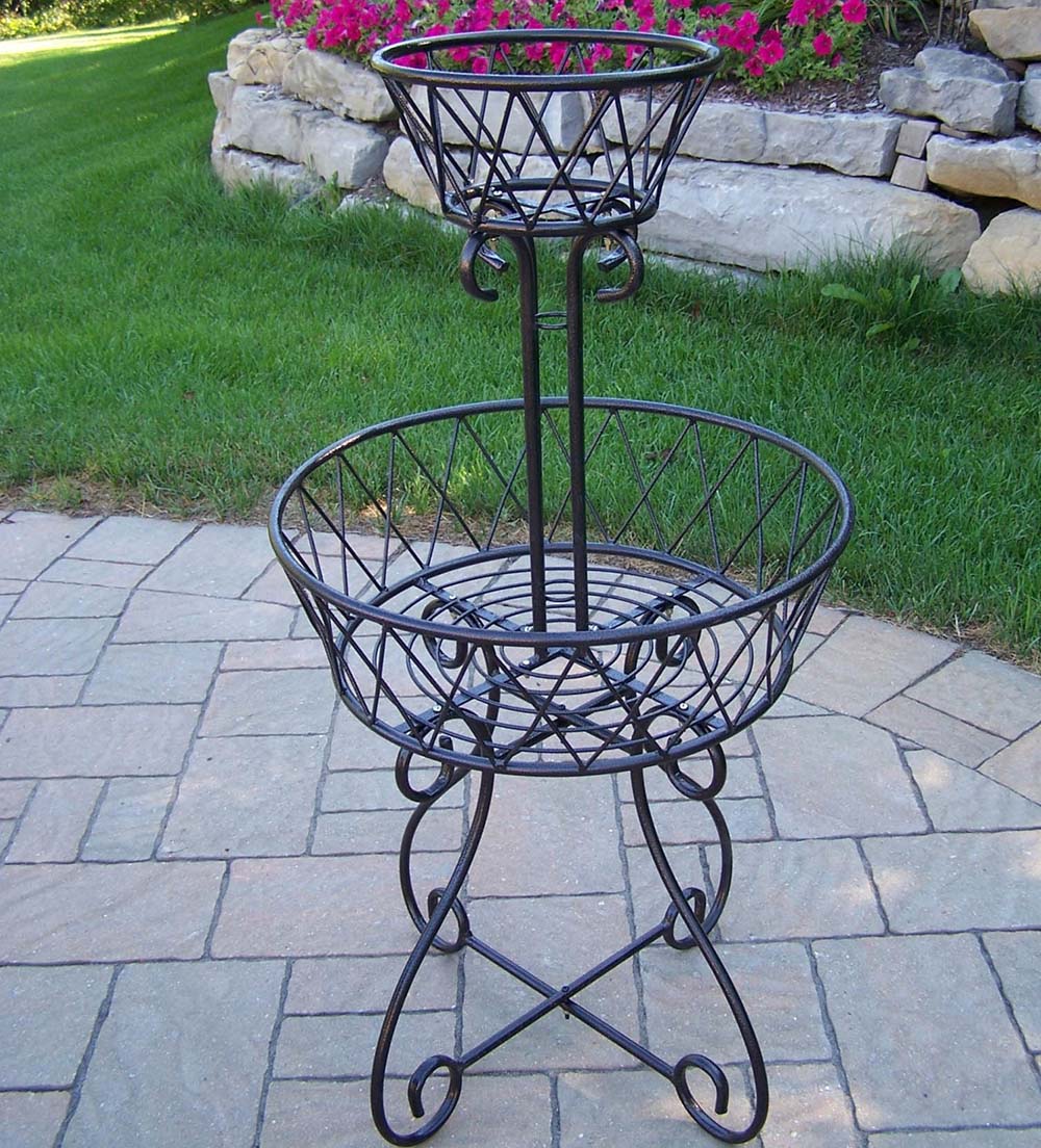 Cast Iron Two Tier Basket Planter