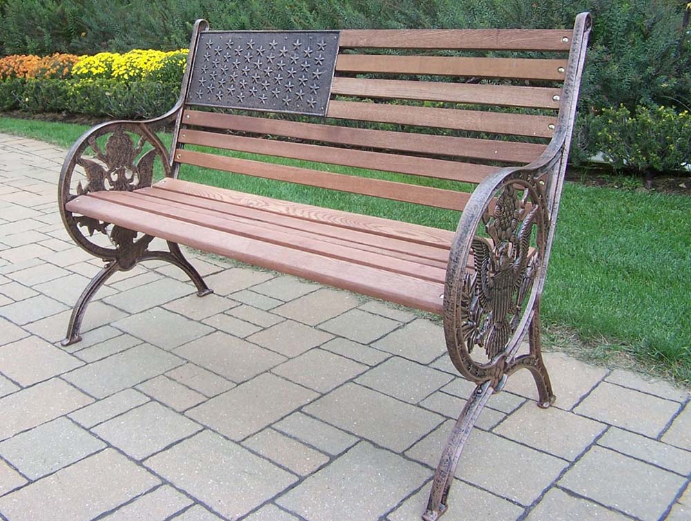 Cast Iron & Wood American Pride Bench