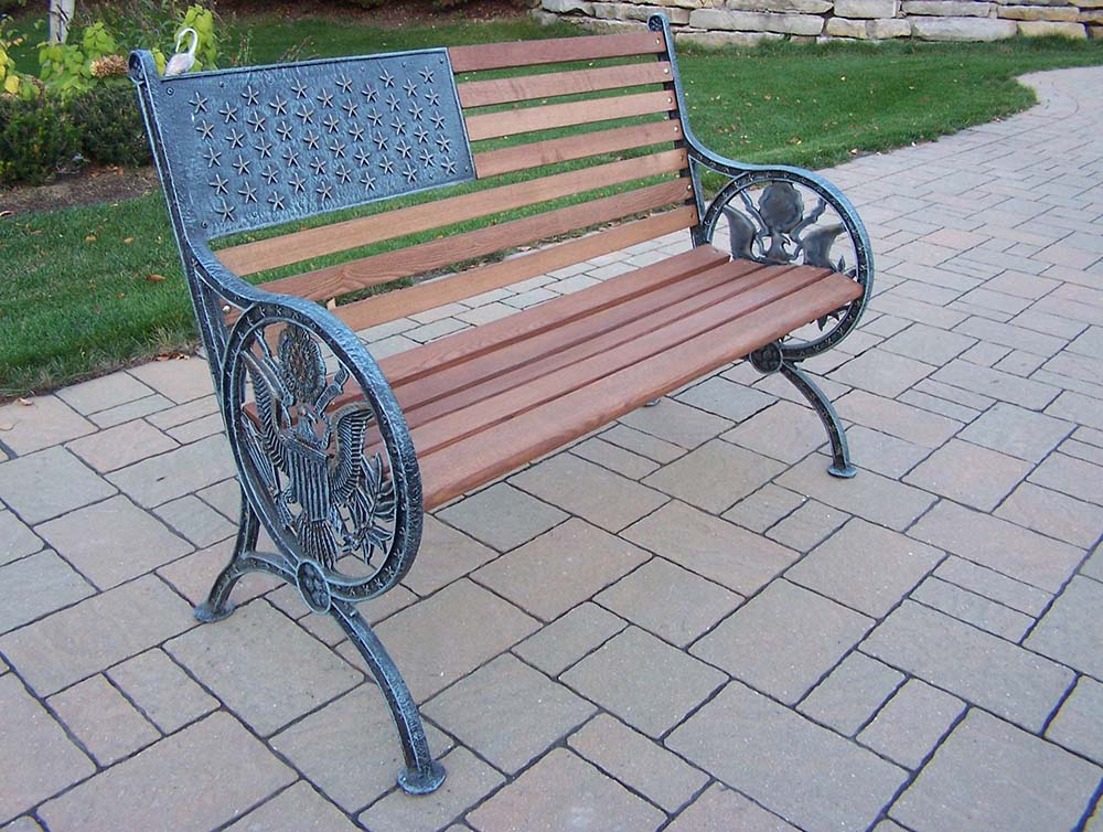 Cast Iron & Wood American Pride Bench